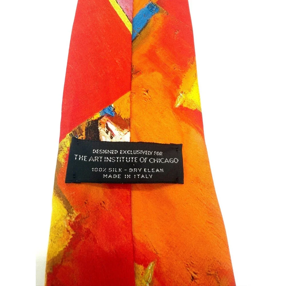 Art Institute of Chicago Abstract Silk Tie Made in Italy Vibrant Multi-Color - Picture 4 of 7